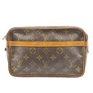 Louis Vuitton Compiegne Clutch 23 Brown Leather 852
